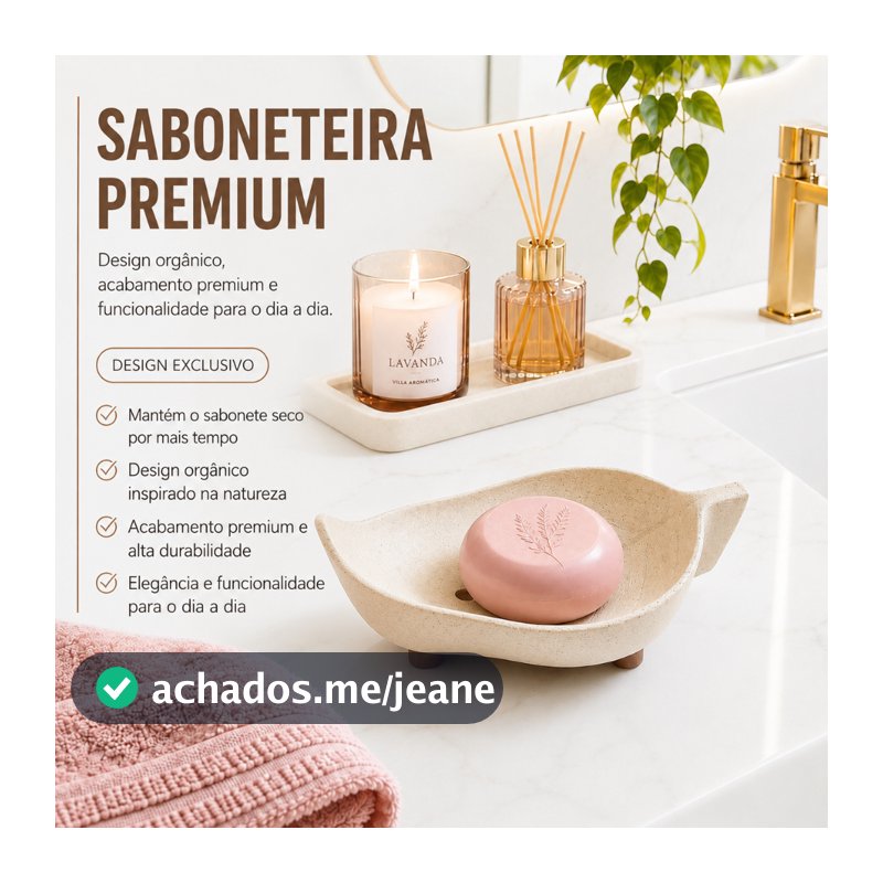 Saboneteira Premium Folha Decorativa para Banheiro e Nicho de Porta Sabonete de Bancada Design Orgânico Elegante