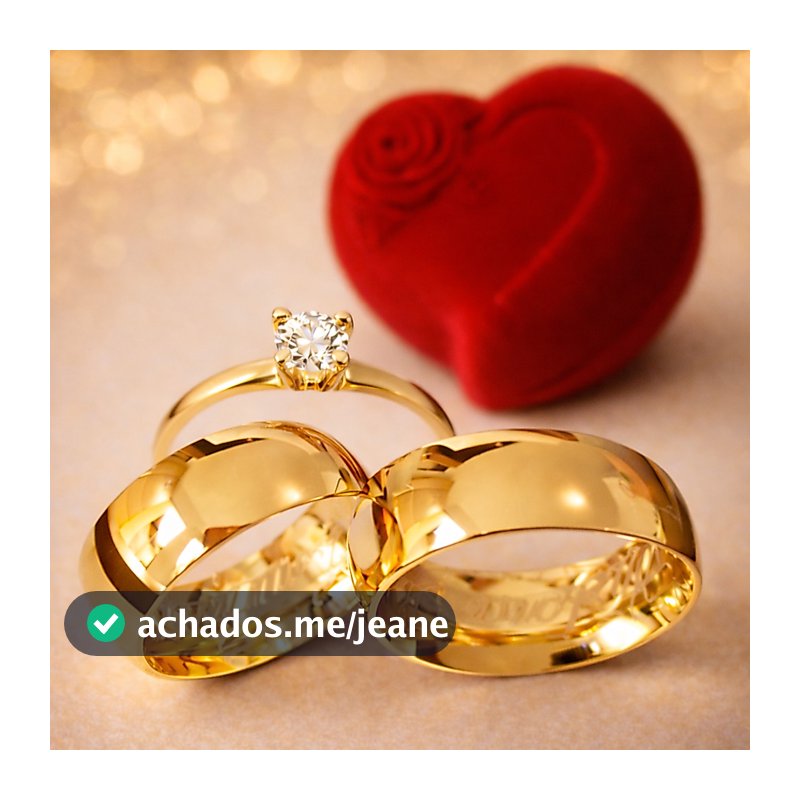 Par de Alianças 8mm Moeda Antiga Banhadas a Ouro 18k + Anel Solitário com Caixa