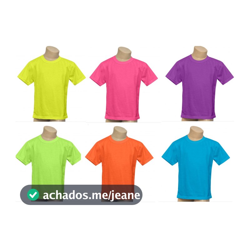 Camisas Cores Neon 100% Poliester-infantil BRILHA LUZ NEGRA