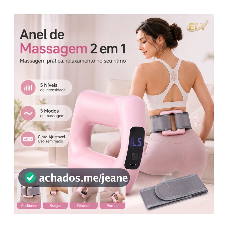 Massageador Muscular Anel de Fáscia Elétrico Portátil 5 Níveis Vibração Cinto Ajustável USB-C
