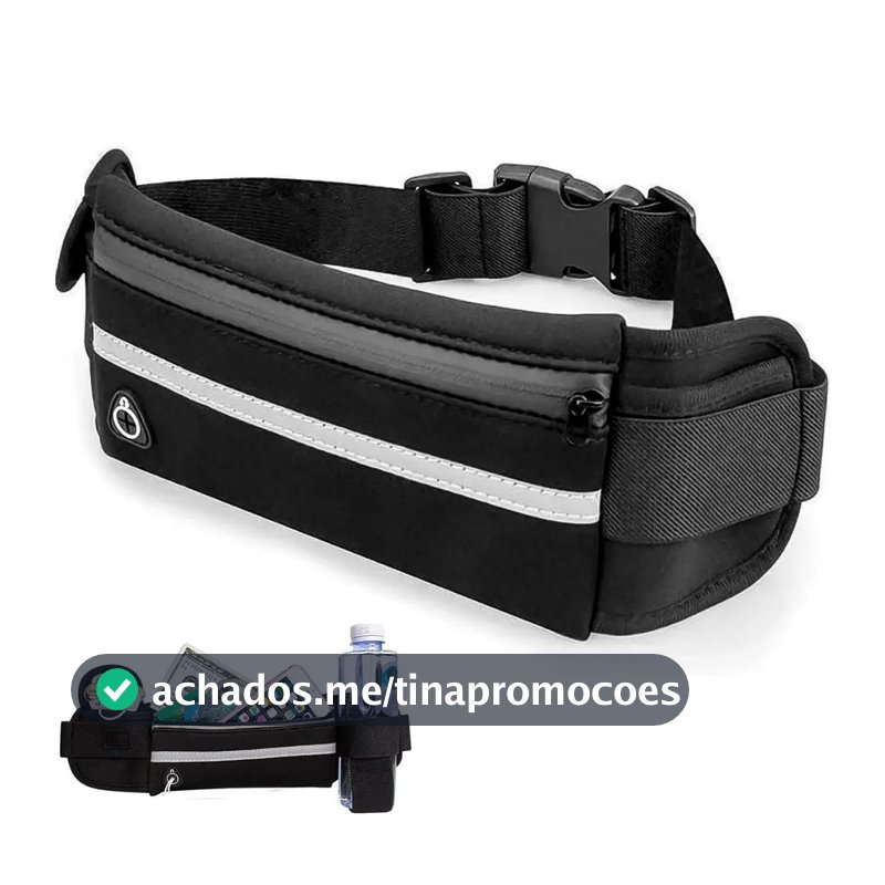 Pochete Slim de Corrida à Prova d'Água c/ Suporte para Garrafa e Saída para Fone–Leve Segura-Prática