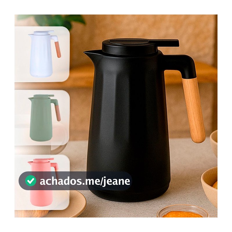 Garrafa Térmica 950ml Litro Sotto Para Chás/Café  Design Moderno Cabo Madeira