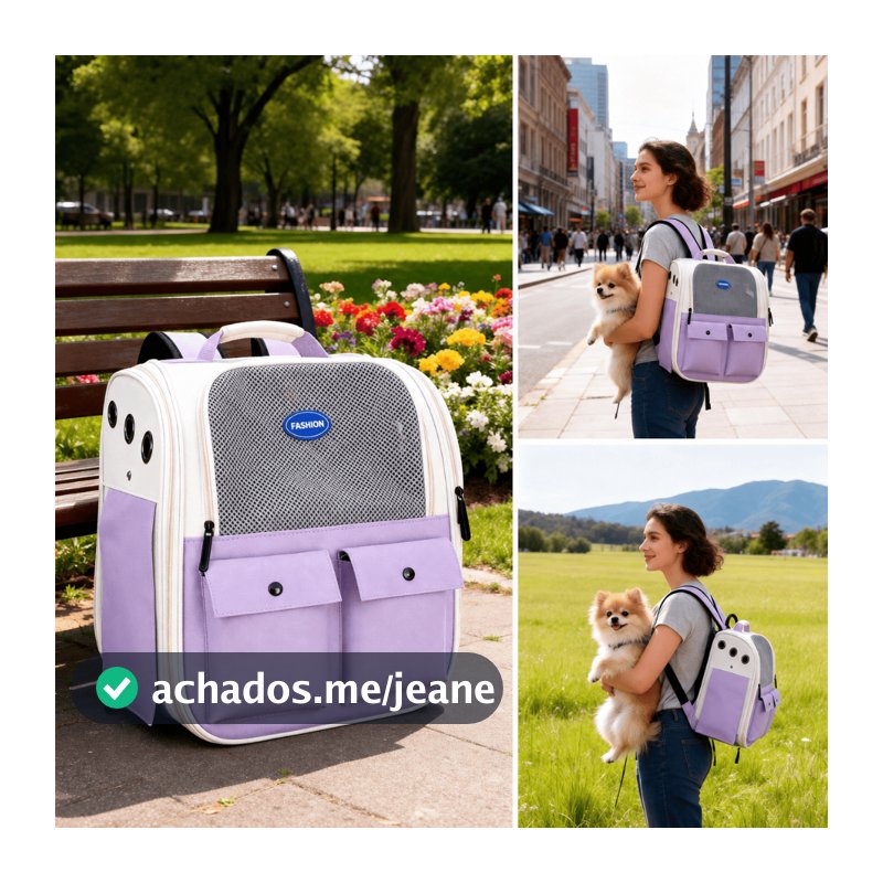 Mochila Pet para Gatos e Cães Pequenos Respirável com Janela