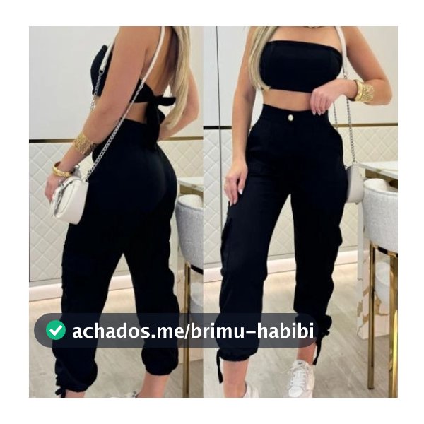 CONJUNTO CARGO E CROPETS FAIXA (AMARRE) DE NOVEDADE