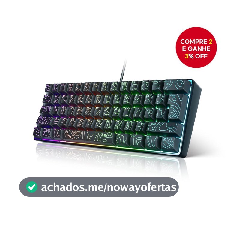 Teclado Pequeno Para Jogos Laptop RGB Retroiluminado 61 Teclas Com Fio Design Compacto Gamer PC Office