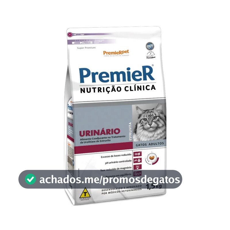 Racao Premier Nutricao Clinica Urinario Para Gatos Adultos 1,5kg