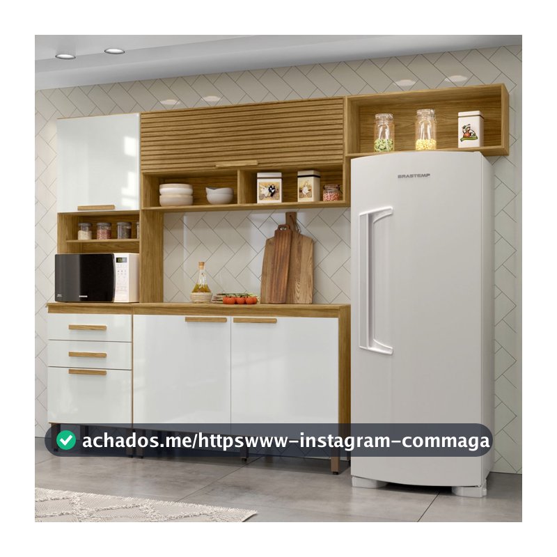 Cozinha Compacta Sara 5 Portas 2 Gavetas Marrocos/Off White - MX Móveis
