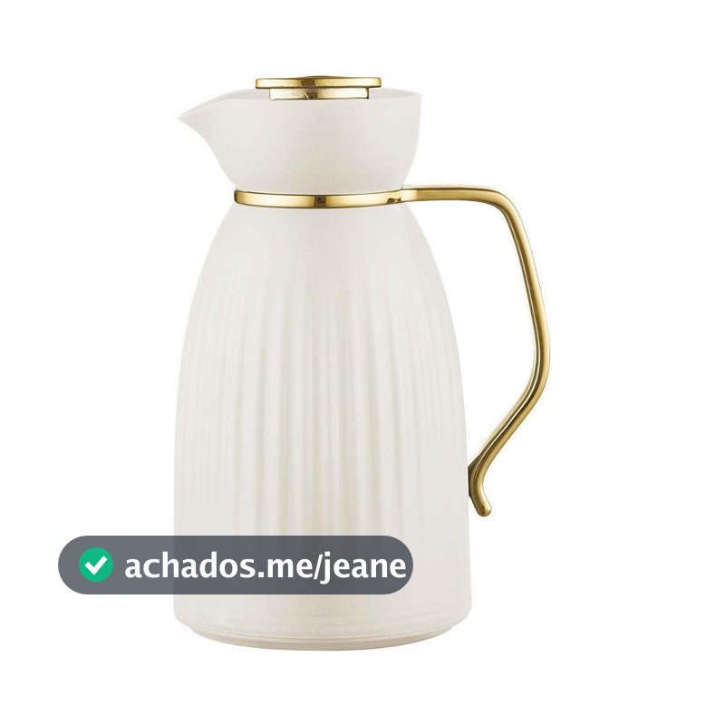 Garrafa Térmica Jade Bege E Dourado Click Tuut 1 Litro Com Design Sofisticado
