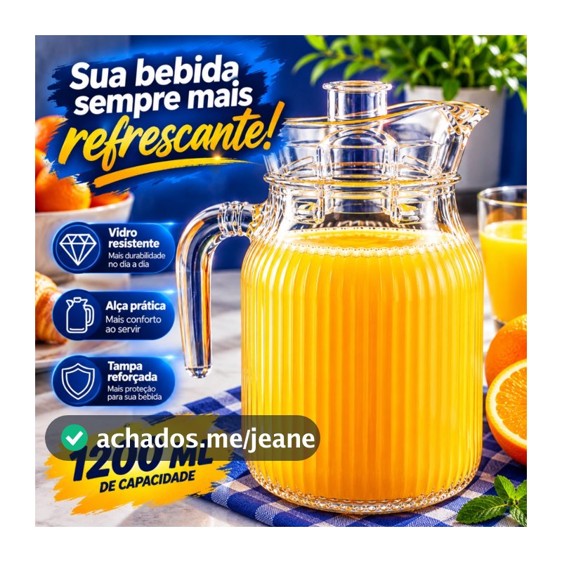 Jarra De Vidro Com Alça Cozinha 1200 ML