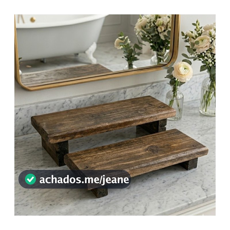 Bandeja de Madeira Rústica Kit com 2 Suportes para Doces e Decoração de Festa