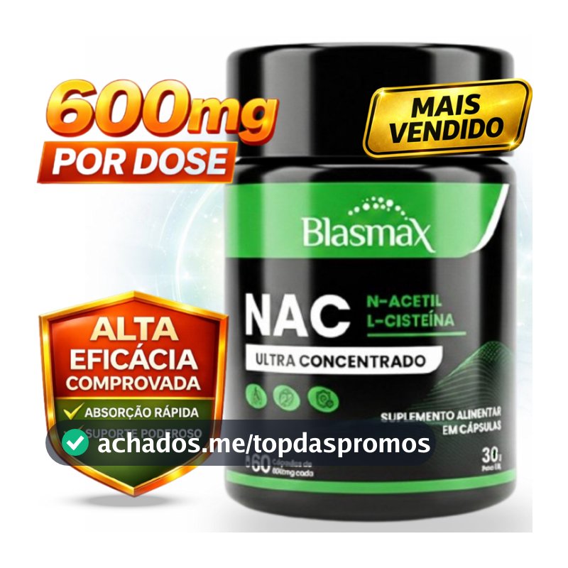 NAC Ultra Concentrado | N-Acetil L-Cisteína, Antioxidante e Suporte ao Fígado - 60 Cápsulas Original