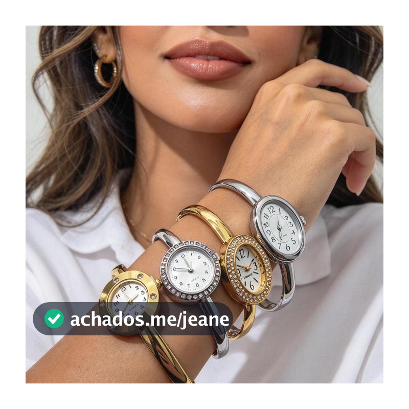 Relógio Pulseira Feminino de Quartzo com Pedras Brilhantes, Modelo Elegante, acessório para dia a dia e presente
