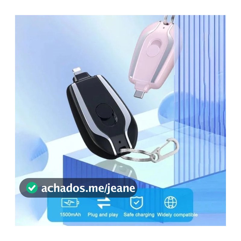 Carregador De Chaveiro Portátil | 1500mAh Ultra-Compacto Mini Pacote De Bateria Carregamento Rápido