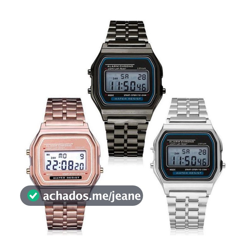Relógio Digital Mini Vintage Retrô Eletrônico Todo em Aço Masculino Feminino Luxo Metálico Unisex