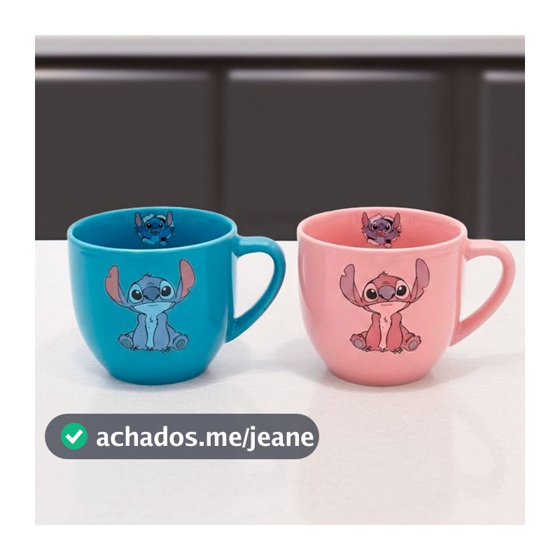 Canecas Stitch café/chá 170ml kit com 2 canecas Aventura e Diversão no Seu Café