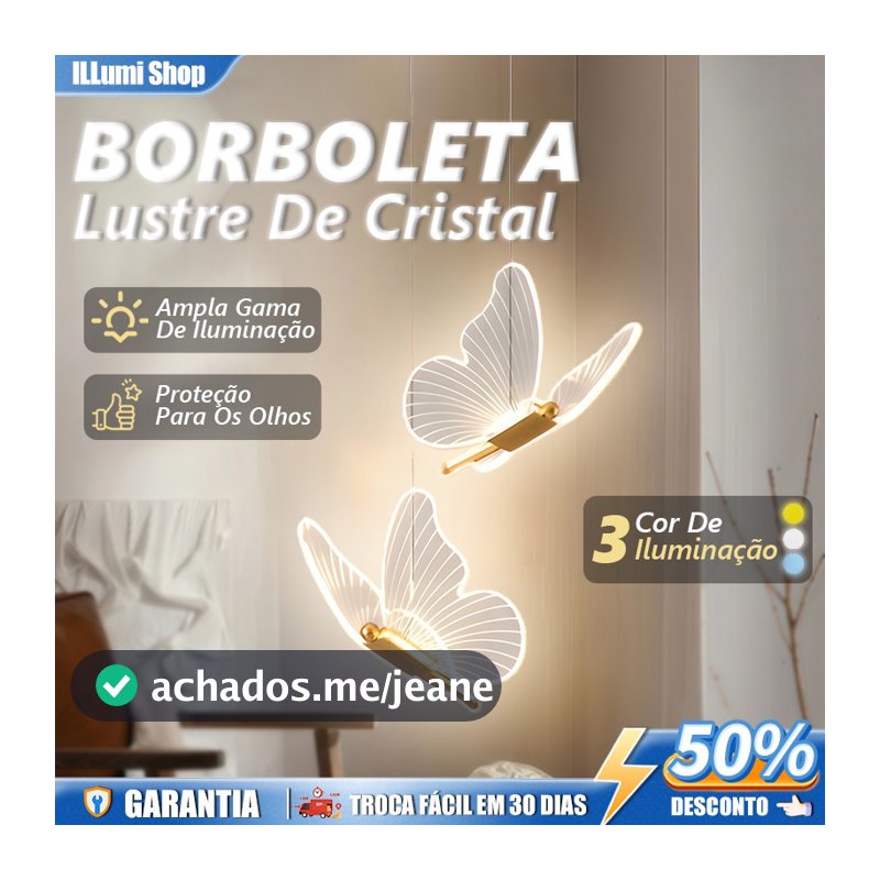 Luminária Pendente Dourado Led Borboleta Cristal,3 Cores Em 1,Pingente Moderno Leve Para Sala De Estar Jantar