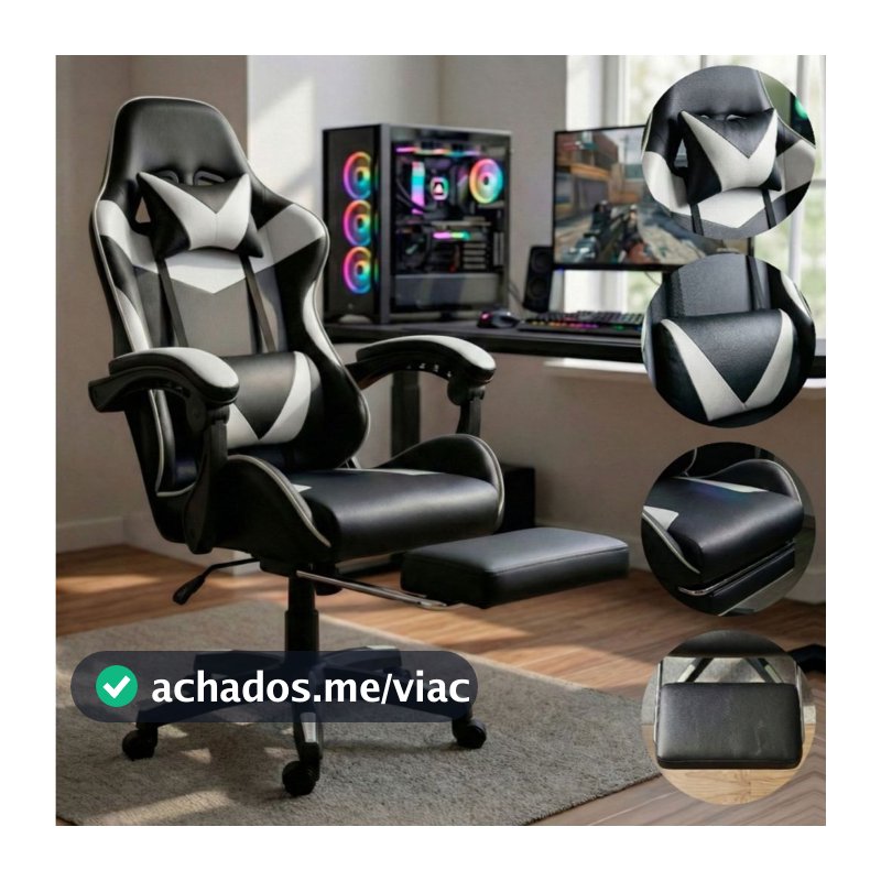 Cadeira Gamer Profissional Escritório Ergonômica Reclinável Confortável Com Rodinha E Apoio Para Pés