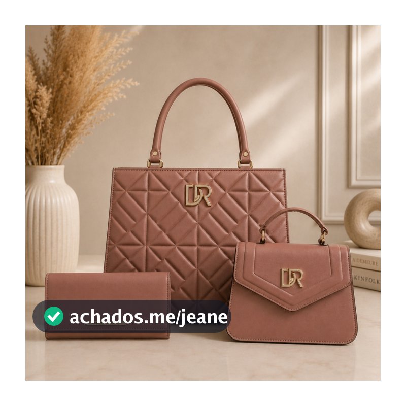 Kit 3 Peças Bolsa Feminina Transversal Pequena De Lado E Ombro Faculdade Dia a Dia Lançamento