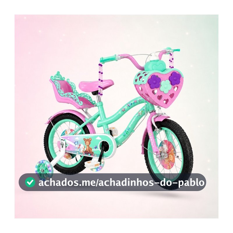 Bicicleta Infantil Verde Menina Aro 16 Lovers 1 Led Premium