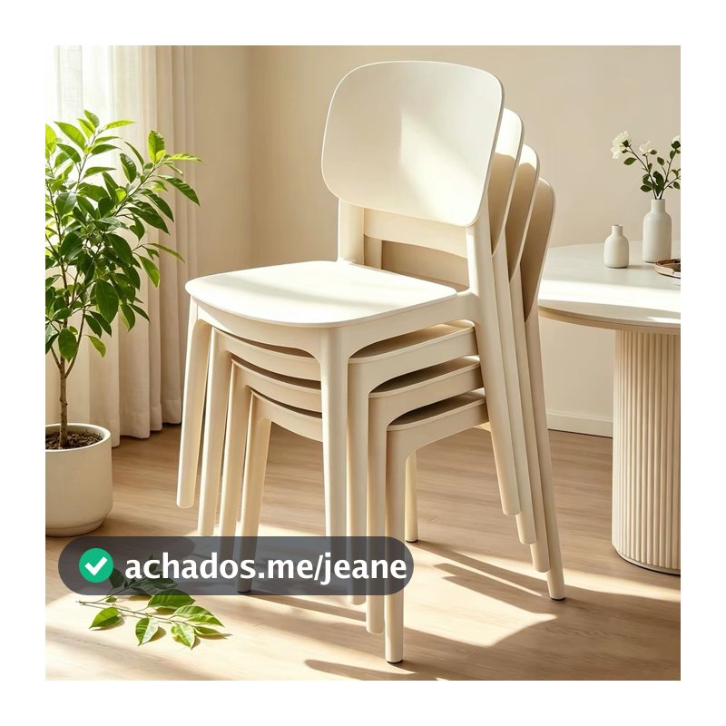 Kit Cadeira Jantar Plástica Resistente Sem Braço, Móvel Doméstico para Cozinha, Sala e Área de Lazer