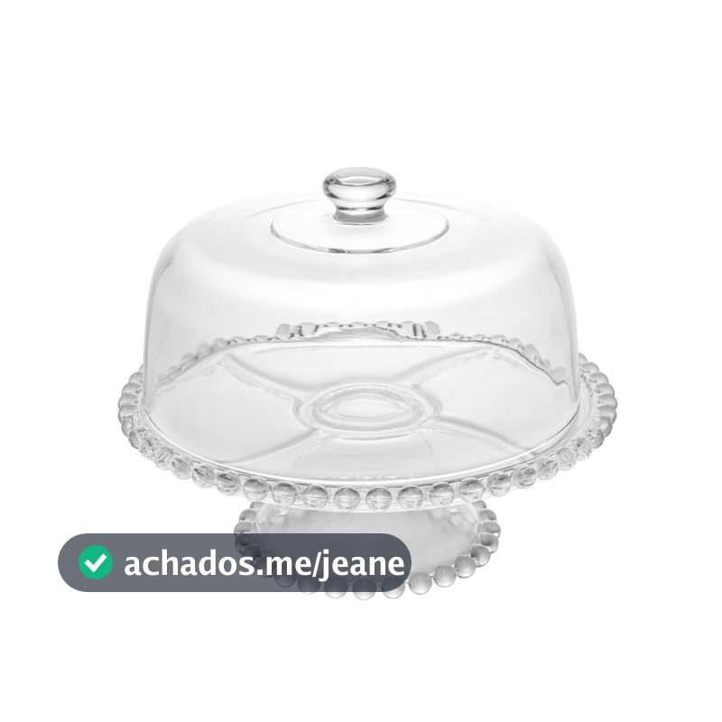 Prato de Bolo / Boleira de Cristal com Pé e Tampa Pearl