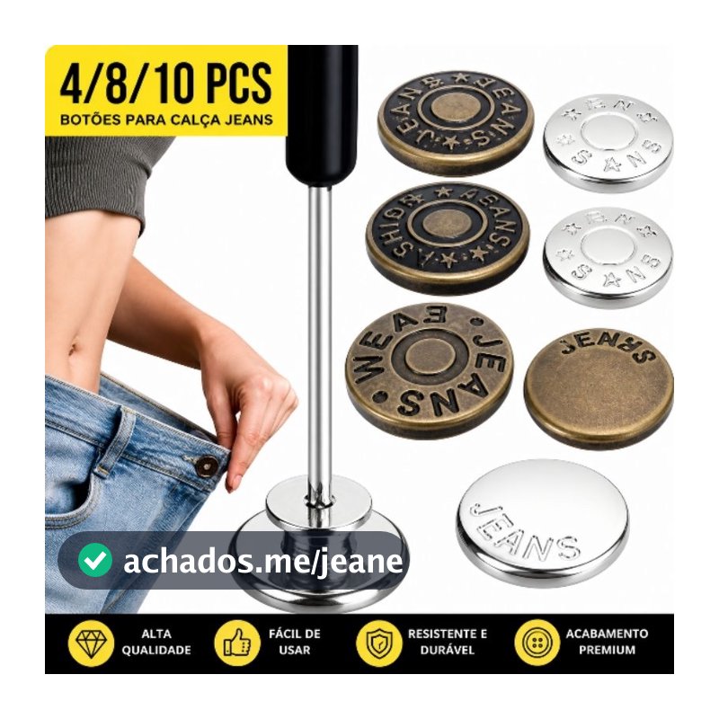 Kit 4/8/10 Botões de calça jeans sem costura com chave de fenda extensor de cintura 17mm