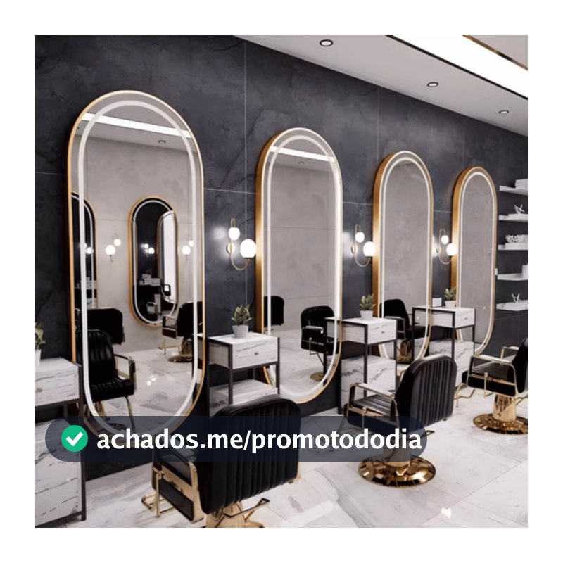 Espelho Temperado Lopazzi Base Reta 170X70 com Suporte de Chão + LED 3 Intensidades Jateado Quarto Sala