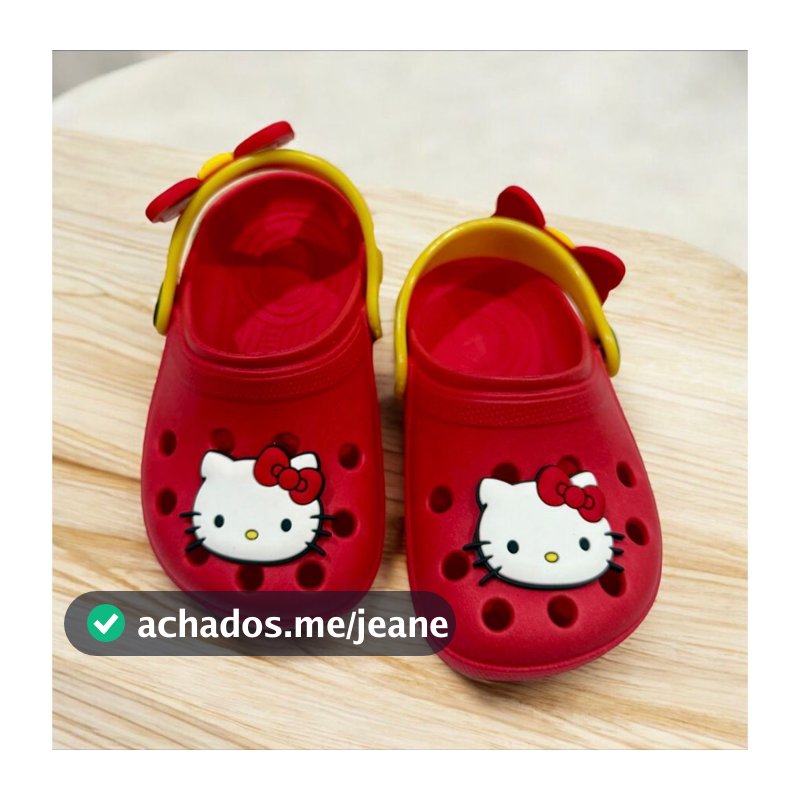 Sandalia Papete Infantil Menina Personagem Hello Detalhe Laço Delicada Dia a Dia Confortavel Leve Verao