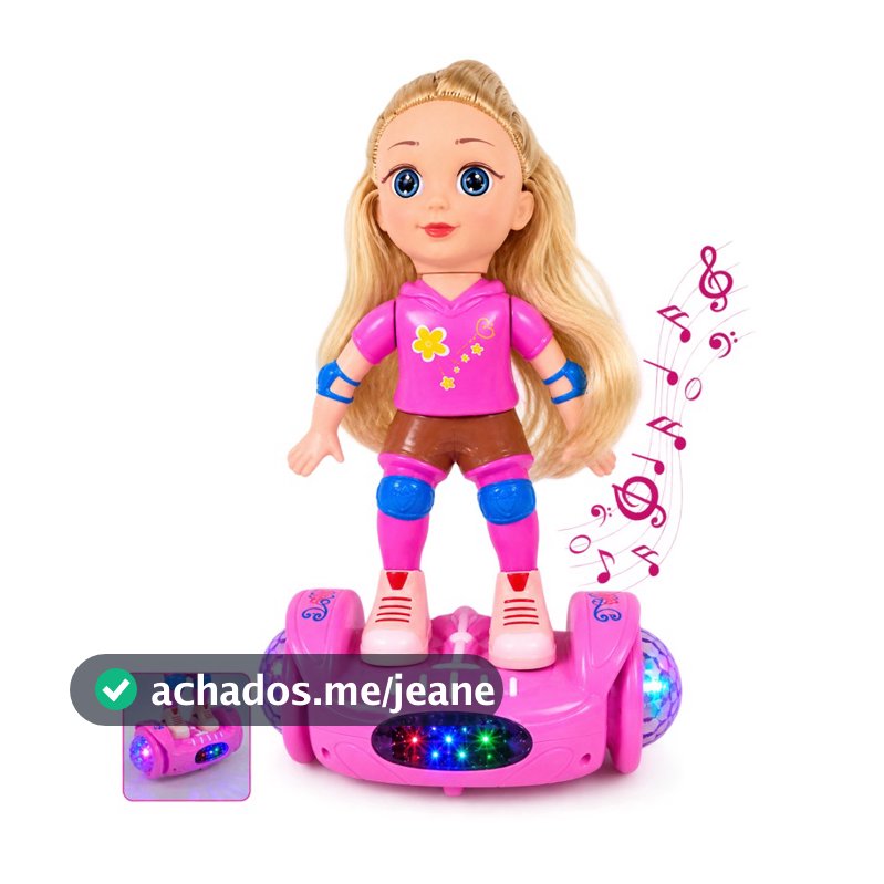 Boneca Hoverboard Giratória Andadora Musical Eletrônica - Luzes, Sons e Coordenação Interativa