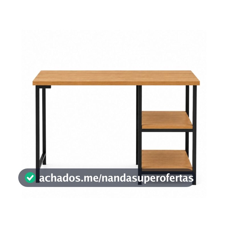 Escrivaninha Mesa para Computador 110cm  Home Office com Estante 2 Prateleiras Reversível