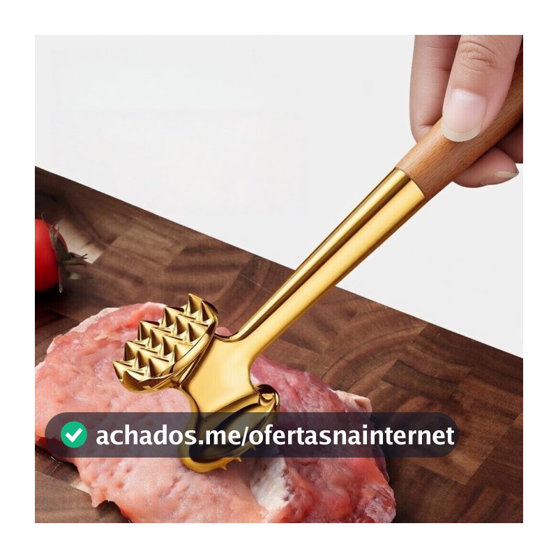 Martelo Amaciador De Carne Aço Inox 22cm Para Bife Frango Cozinha