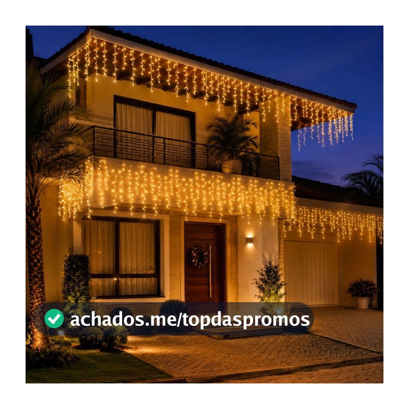 Cascata 400 Led's 10 Metros Fixo ou 8 Funções 110v/220v Decoração Interna ou Externa