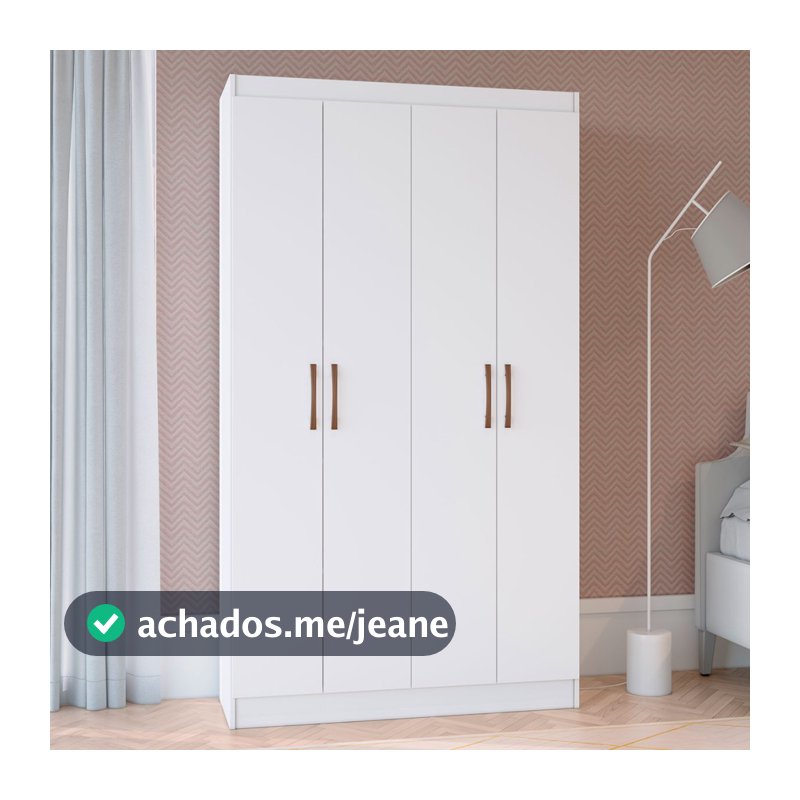 Guarda-Roupa Solteiro 4 Portas Lyon 8 Prateleiras 40467 Marrom