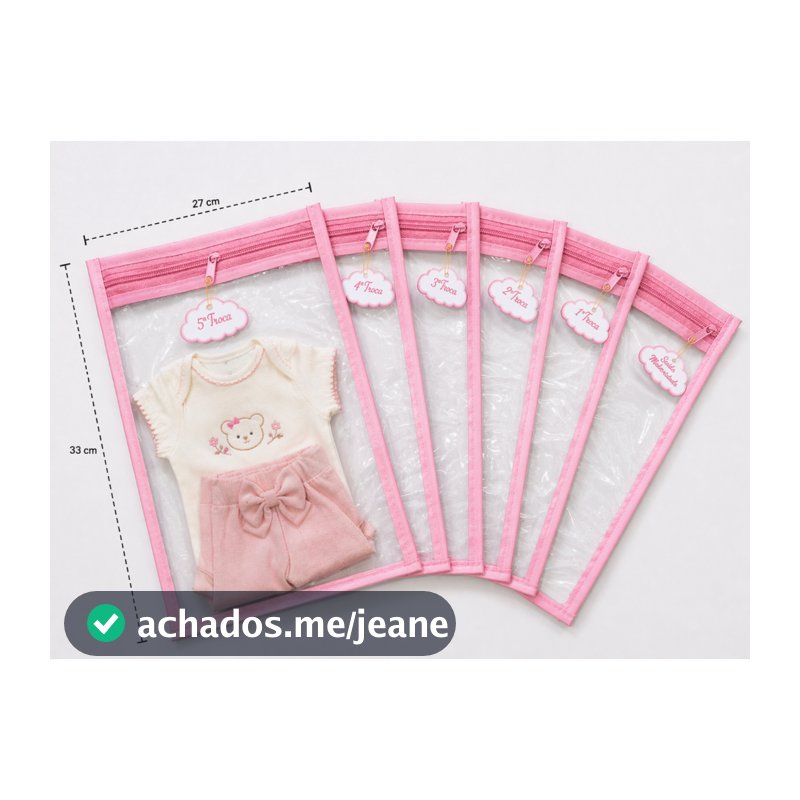 Kit 6 Saquinhos Maternidade com 6 Tag  De Identificação Com Zíper
