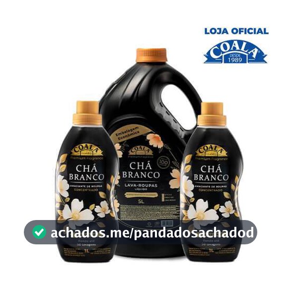 Kit Coala Laundry 1 Lava Roupas 5L + 2 Amaciantes de 1L cada - Chá Branco