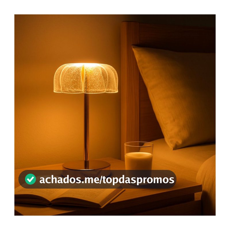 Luminária Abajur Cúpula Acrílica Pétalas Brilhante com Sensor de Toque Candeeiro 3 Cores 110/220v