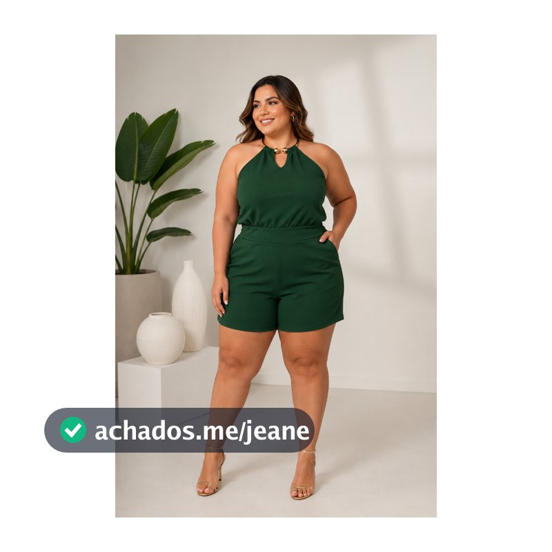 Macaquinho Plus Size Premium Gola Colar