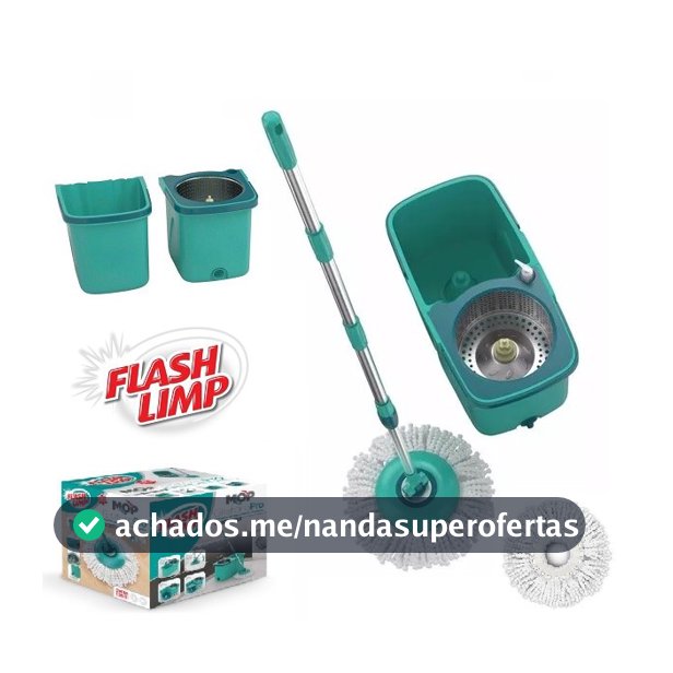 Mop Giratório Balde Cesto Inox Limpeza Esfregão 360 Mop Pro Centrifuga Esfregão Microfibra MOP7824 9 Litros