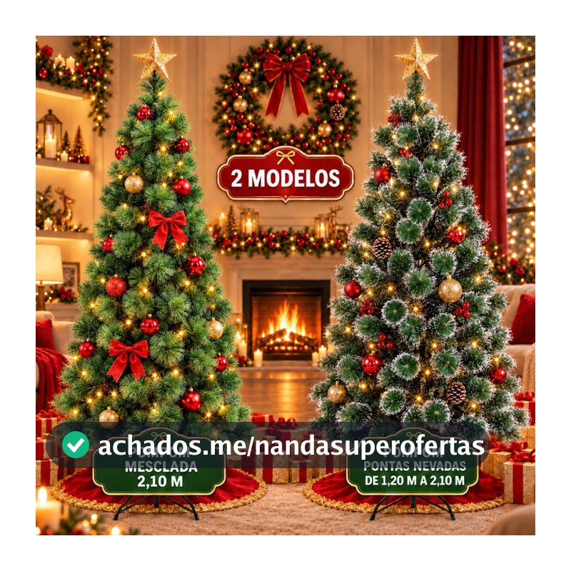 Árvore De Natal Pinheiro 1.2m/1.5m/1.8m/2.1m 577 Galhos Verde Pontas Nevada Luxo Decoração LuvinCo