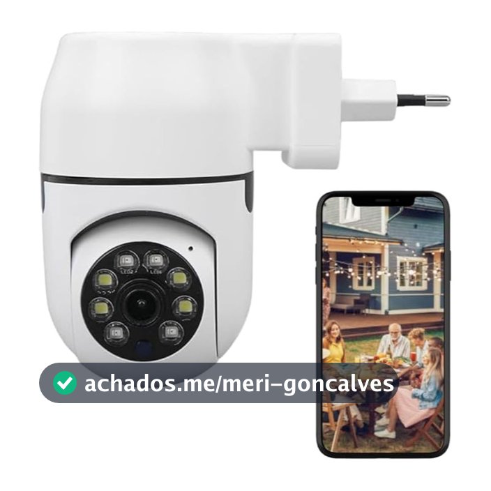 Câmera de Segurança Tomada Wi-Fi 360° IP Infravermelho Sem Fio – Visão Noturna e Controle Remoto