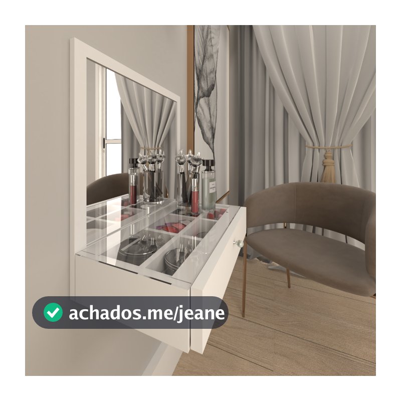 Penteadeira 100% MDF Suspensa Sophia com Gaveta e Tampo de Vidro