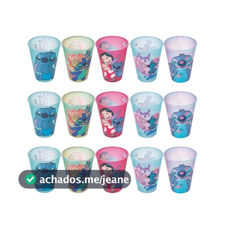 Kit 15 Copos Stitch Festa Infantil Enfeite Lembrancinha