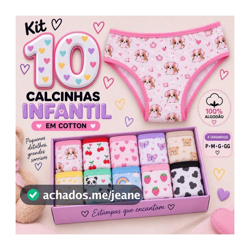 Kit com  Calcinhas Menina Infantil de Algodão Confortável