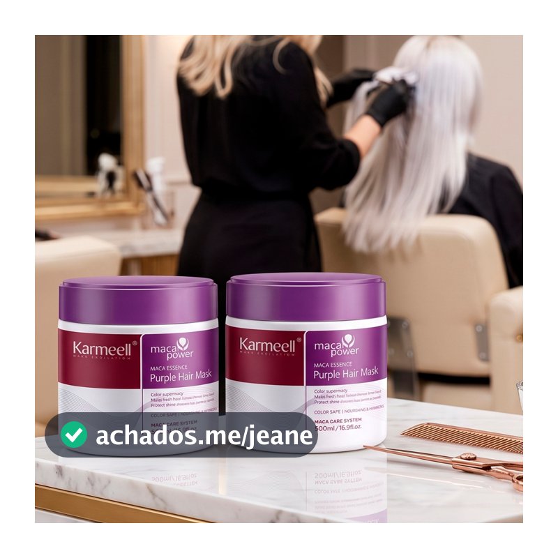 Kit 2 Mascaras Matizadoras 500g Roxa Desamareladora Cabelos Loiros Grisalhos Mechas Hidratacao