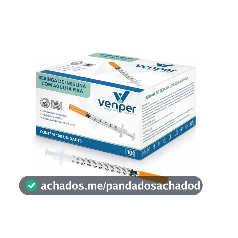 Kit Seringa de Insulina Botox 1ml 100UI com Agulha Fixa e Ultra Fina 8x0,30MM 30G