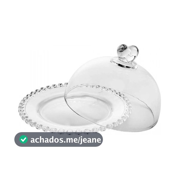Queijeira Com Tampa De Cristal Coração 19,5cm X 13cm Lyor