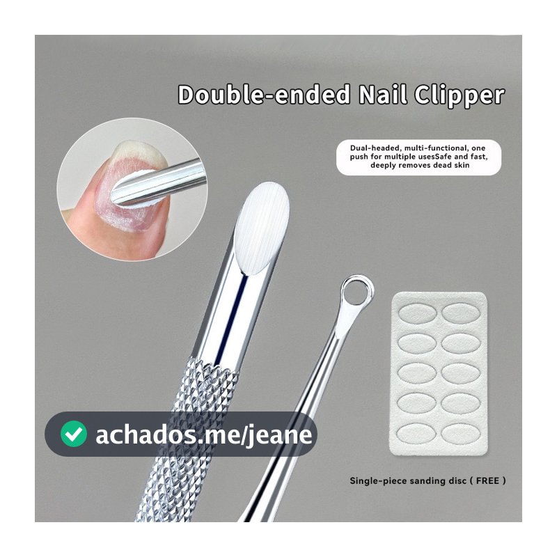 Pá De Cabeça Oblíqua Circular Push-Raspador De Ponta Dupla-Removedor De Manicure De Aço Inoxidável Empurrador De Bastão