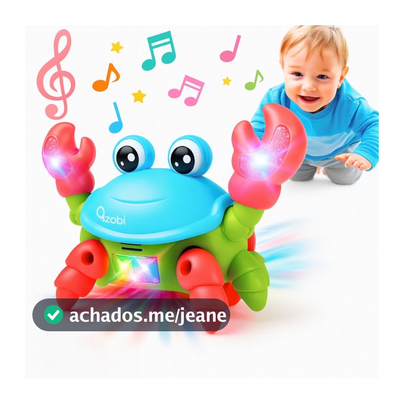 Brinquedo Caranguejo Fujão Som Luz e Movimento Criança Siri Carangueijo Musical