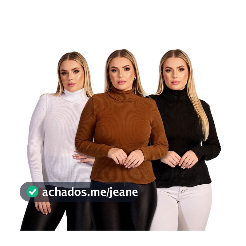 Kit 3 Blusa Cacharrel Segunda Pele Canelado Tricot Tricô