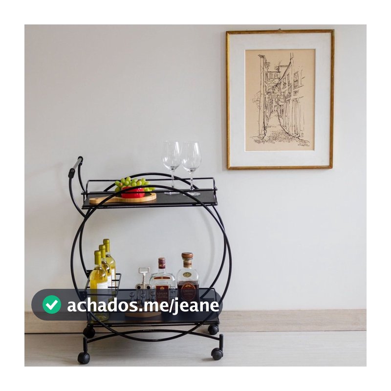 Carrinho Bar Decorativo Vintage Preto